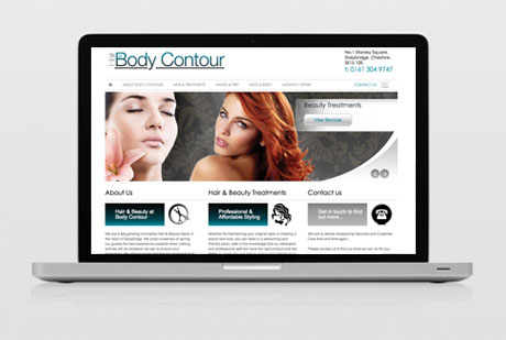 Wolf Studios Web Design project. Hair at Body Contour